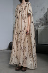 INTO THE EAST 25 Autumn/Winter Silk Hemp Flower Shadow Dress ITE-E1DGSS011KT21DS-QKQ Light Khaki